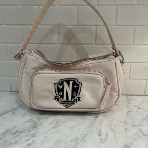 Zara Light Pink Shoulder Bag with Embroidered Patch